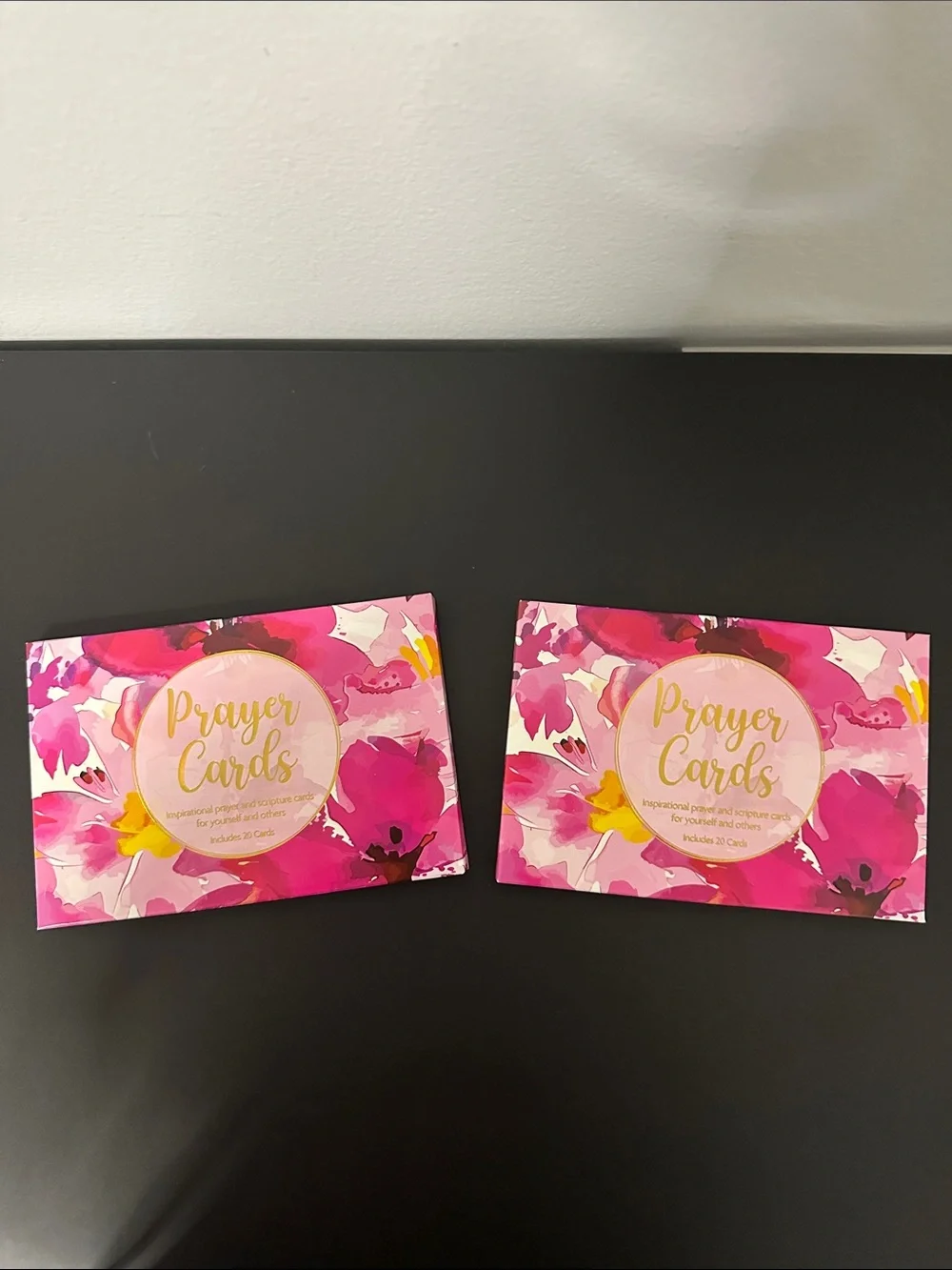 Floral Prayer Cards Set X2 with Gold Script
